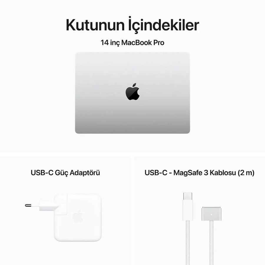 MacBook Pro 14&quot; M3 Çip, 8/512GB - Gümüş MR7J3