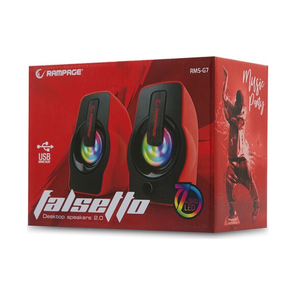 Rampage RMS-G7 FALSETTO 2.0 6 Watt RGB Led Multimedia Gaming USB Speaker