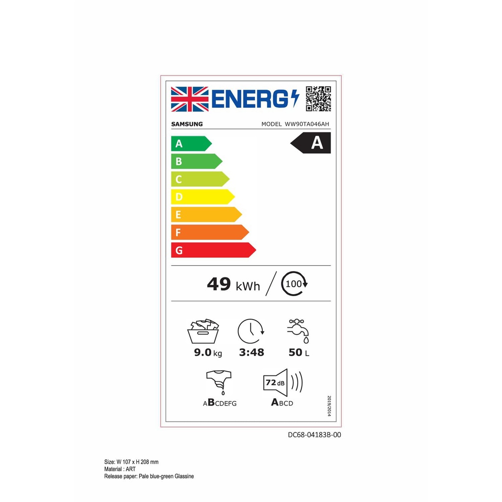 Samsung WW90TA046AH/AH Eco Bubble Washing Machine