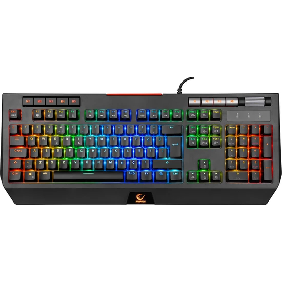 Rampage KB-R105 EXHERO OUTEMU Blue Switch USB Wired Q Turkish RGB Illuminated Gaming Keyboard Rainbow LED Backlit Blue