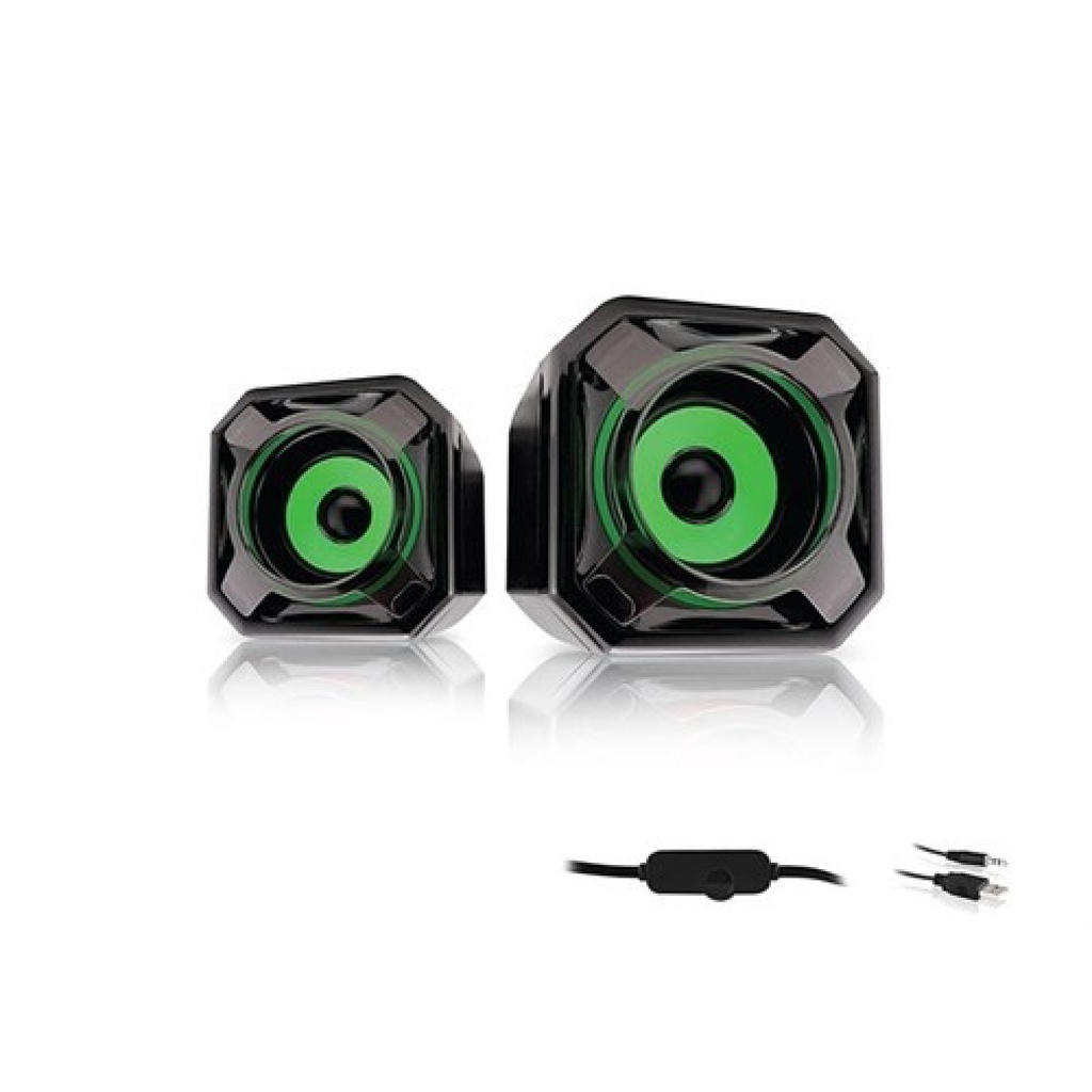 Mikado MD-177 2.0 5W * 2 Green Black Super Bass USB Speaker